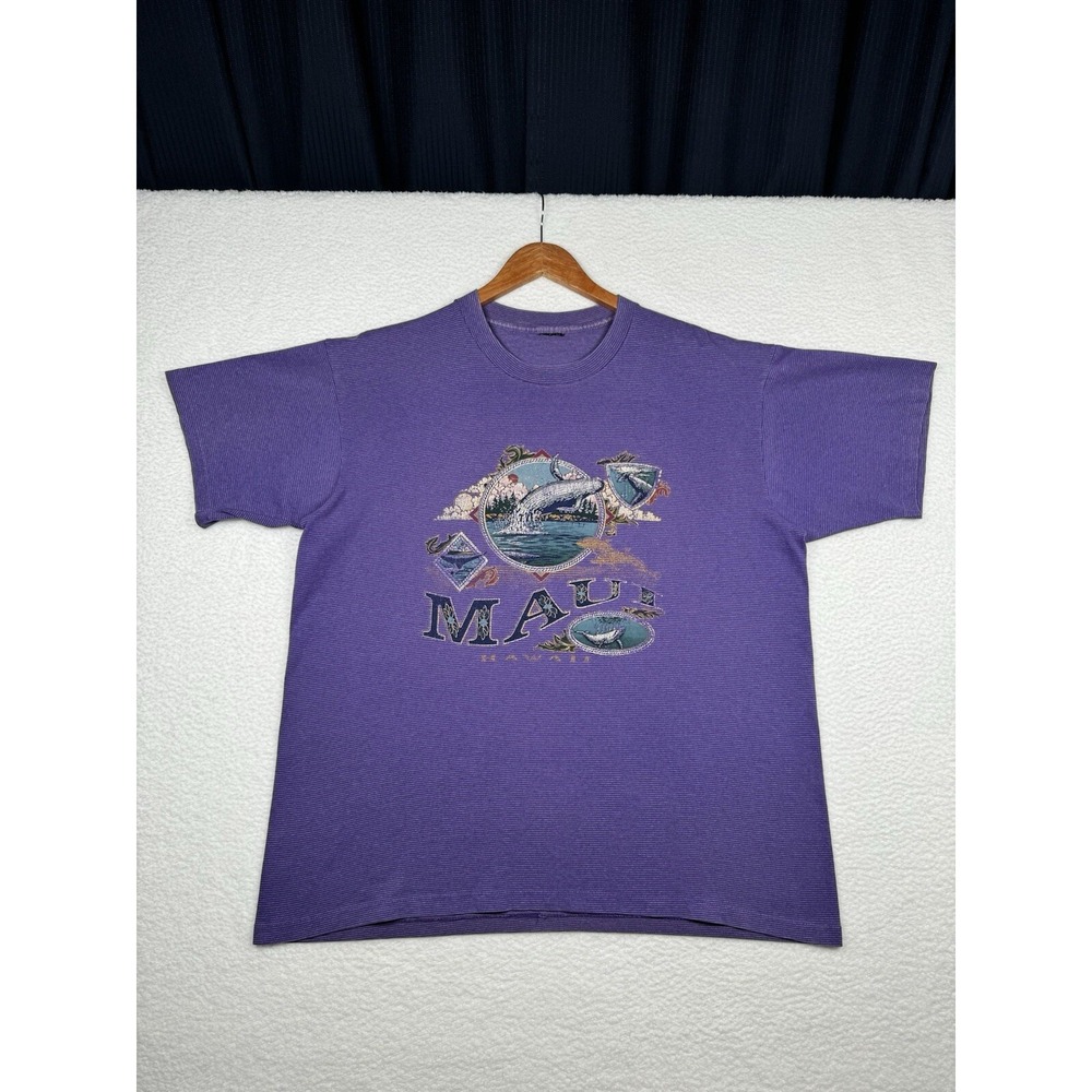Vintage 90s Maui Hawaii Shirt Purple Striped - Men's XL